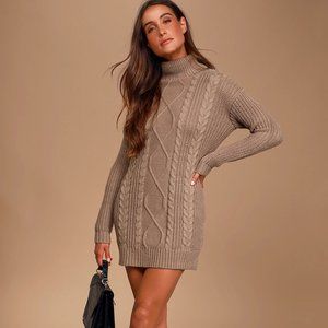 Lulu's  Cable Knit Turtleneck Sweater Dress